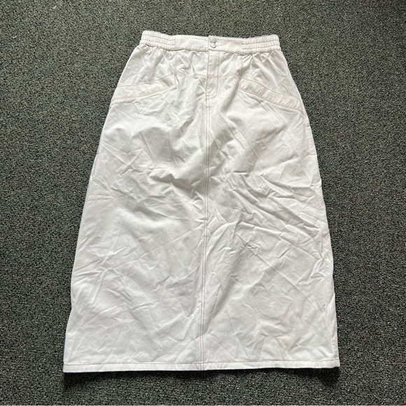 White & Tan Stitching Cotton Modest Baggy Oversized Cargo Casual Jean Skirt XL - Picture 7 of 16